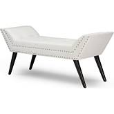 Tamblin 50" Bench in Tufted White Leatherette